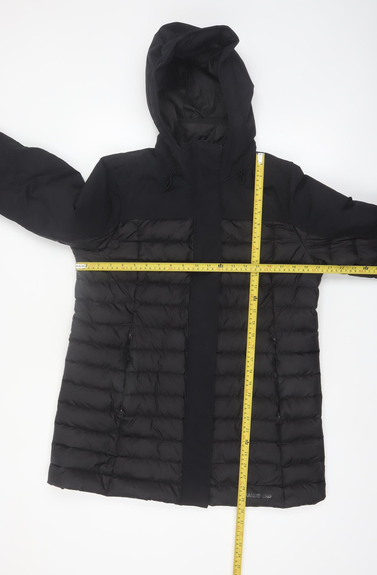 Lands' End Women's Black Petite M Hooded Puffer Jacket