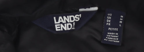 Lands' End Women's Black Petite M Hooded Puffer Jacket