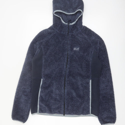 Jack Wolfskin Women's Navy Hooded Full Zip Fleece Hoodie Size 14/16