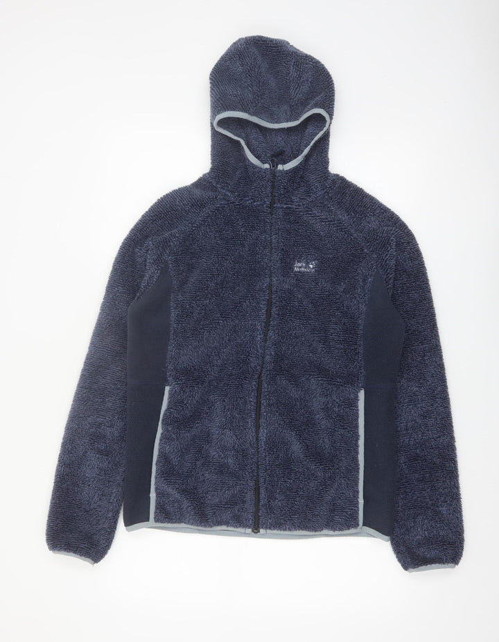 Jack Wolfskin Women's Navy Hooded Full Zip Fleece Hoodie Size 14/16