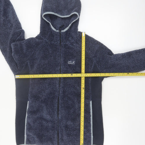 Jack Wolfskin Women's Navy Hooded Full Zip Fleece Hoodie Size 14/16