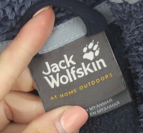 Jack Wolfskin Women's Navy Hooded Full Zip Fleece Hoodie Size 14/16