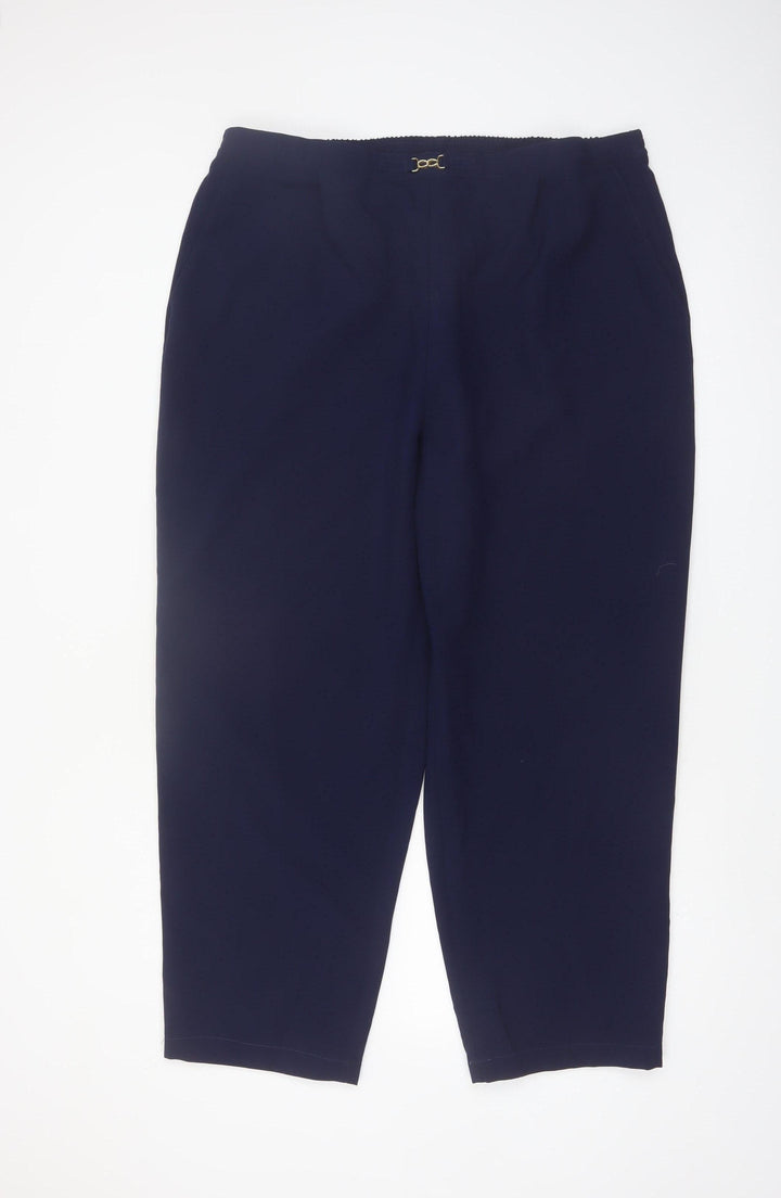 Sara Neal Women's Plus Navy Blue Cropped Stretch Trousers Size 22-24