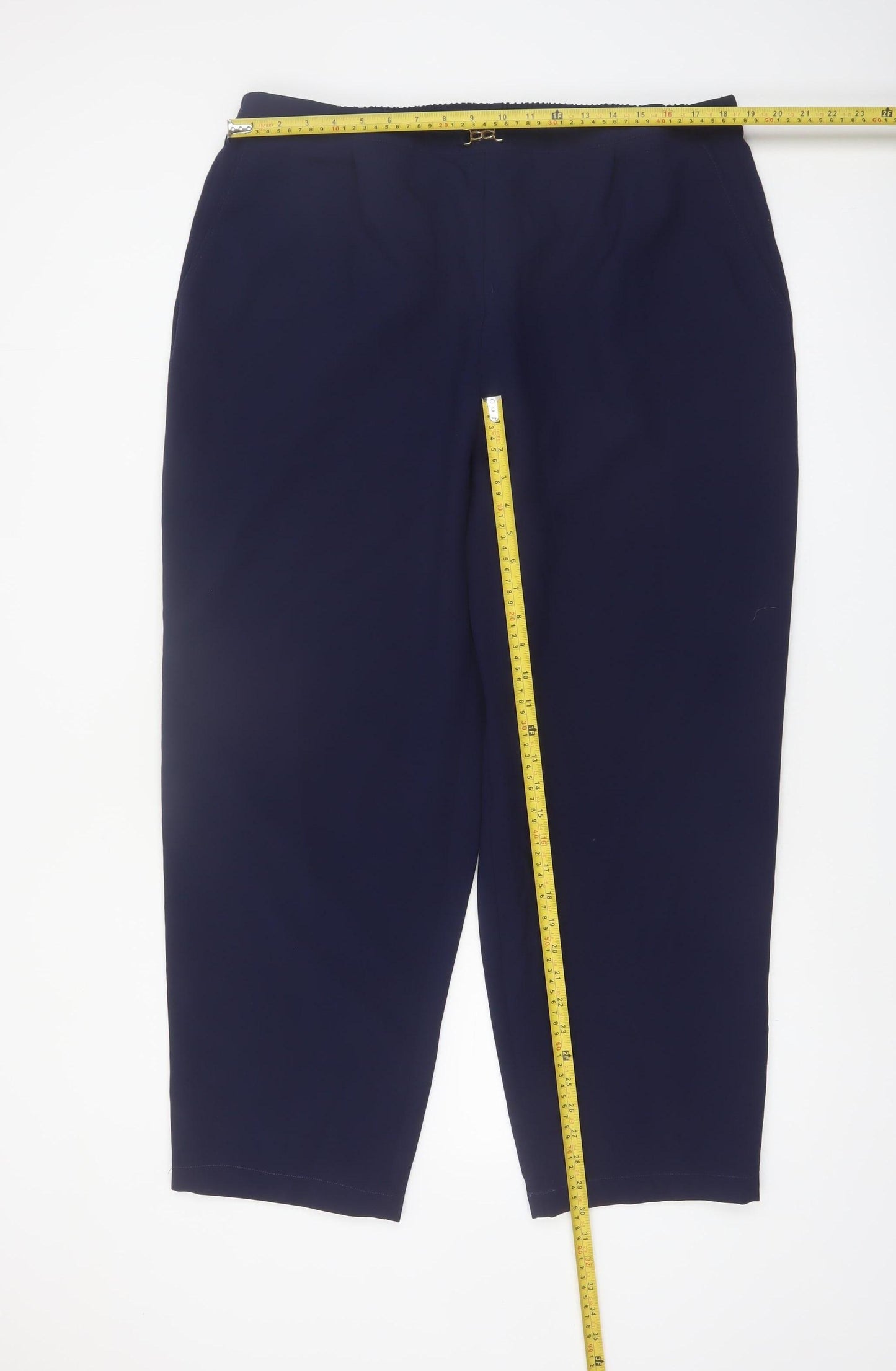 Sara Neal Women's Plus Navy Blue Cropped Stretch Trousers Size 22-24