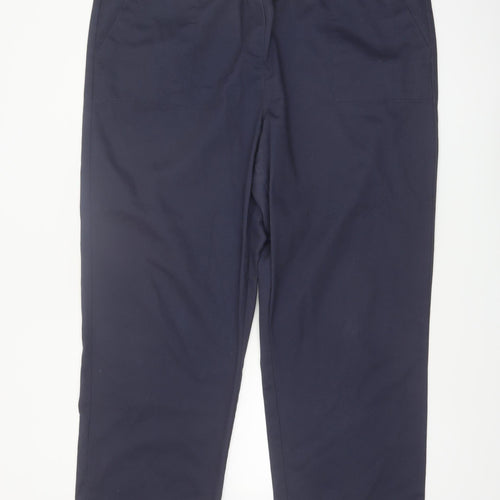 Cotton Traders Women Navy Blue Size 22 Drawstring Cotton Trousers