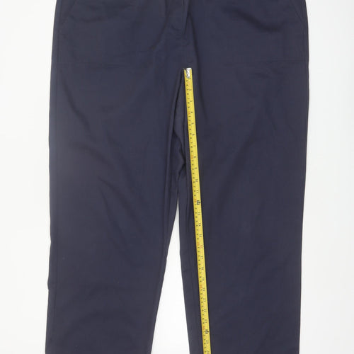 Cotton Traders Women Navy Blue Size 22 Drawstring Cotton Trousers