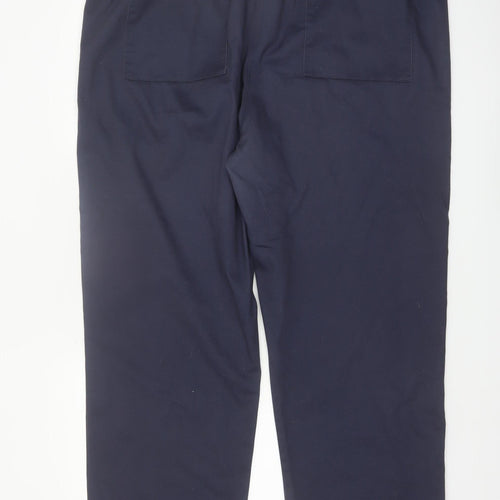 Cotton Traders Women Navy Blue Size 22 Drawstring Cotton Trousers