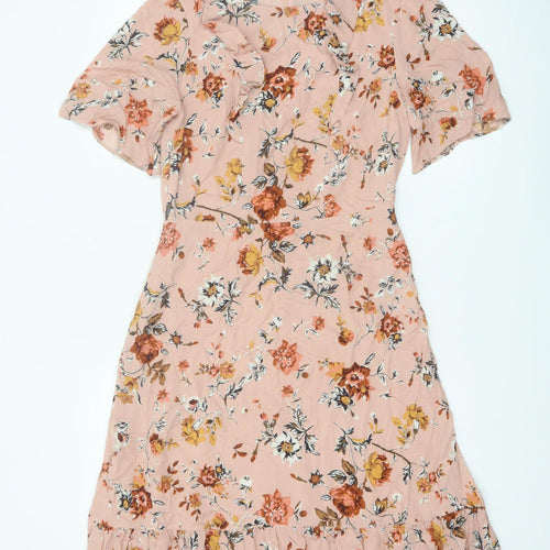 Laura Ashley Women's Pink Floral Fit & Flare Knee Length Dress UK 8