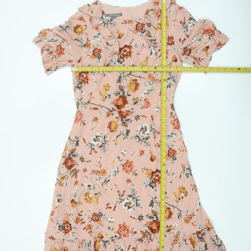 Laura Ashley Women's Pink Floral Fit & Flare Knee Length Dress UK 8