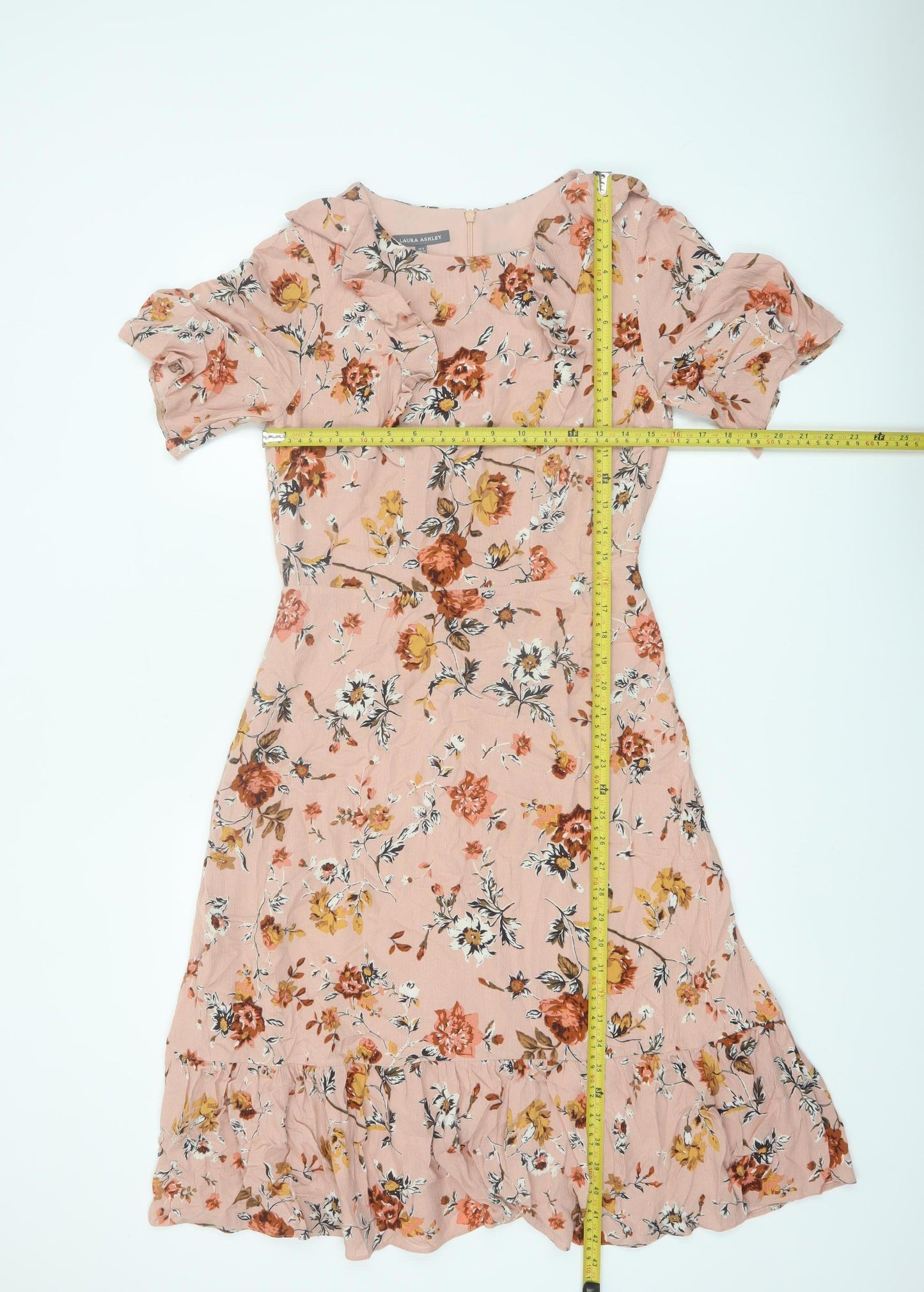 Laura Ashley Women's Pink Floral Fit & Flare Knee Length Dress UK 8