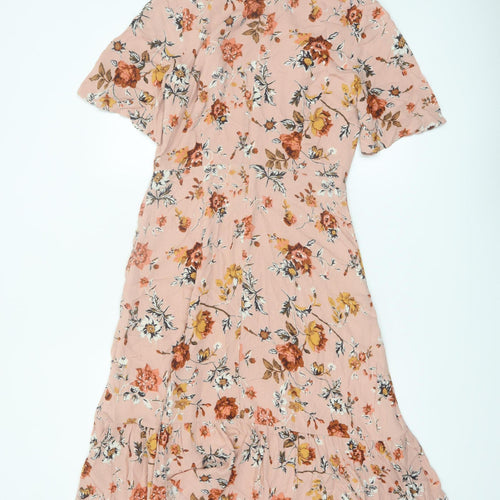 Laura Ashley Women's Pink Floral Fit & Flare Knee Length Dress UK 8