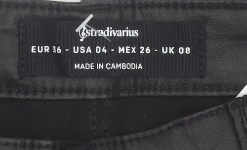 Stradivarius Women Black Slim Fit Skinny Trousers UK 8