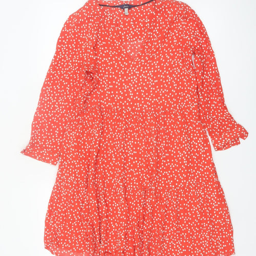 Joules Women Red Polka Dot Viscose A-Line Dress Size 10