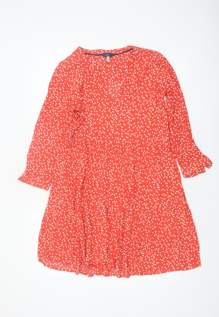 Joules Women Red Polka Dot Viscose A-Line Dress Size 10