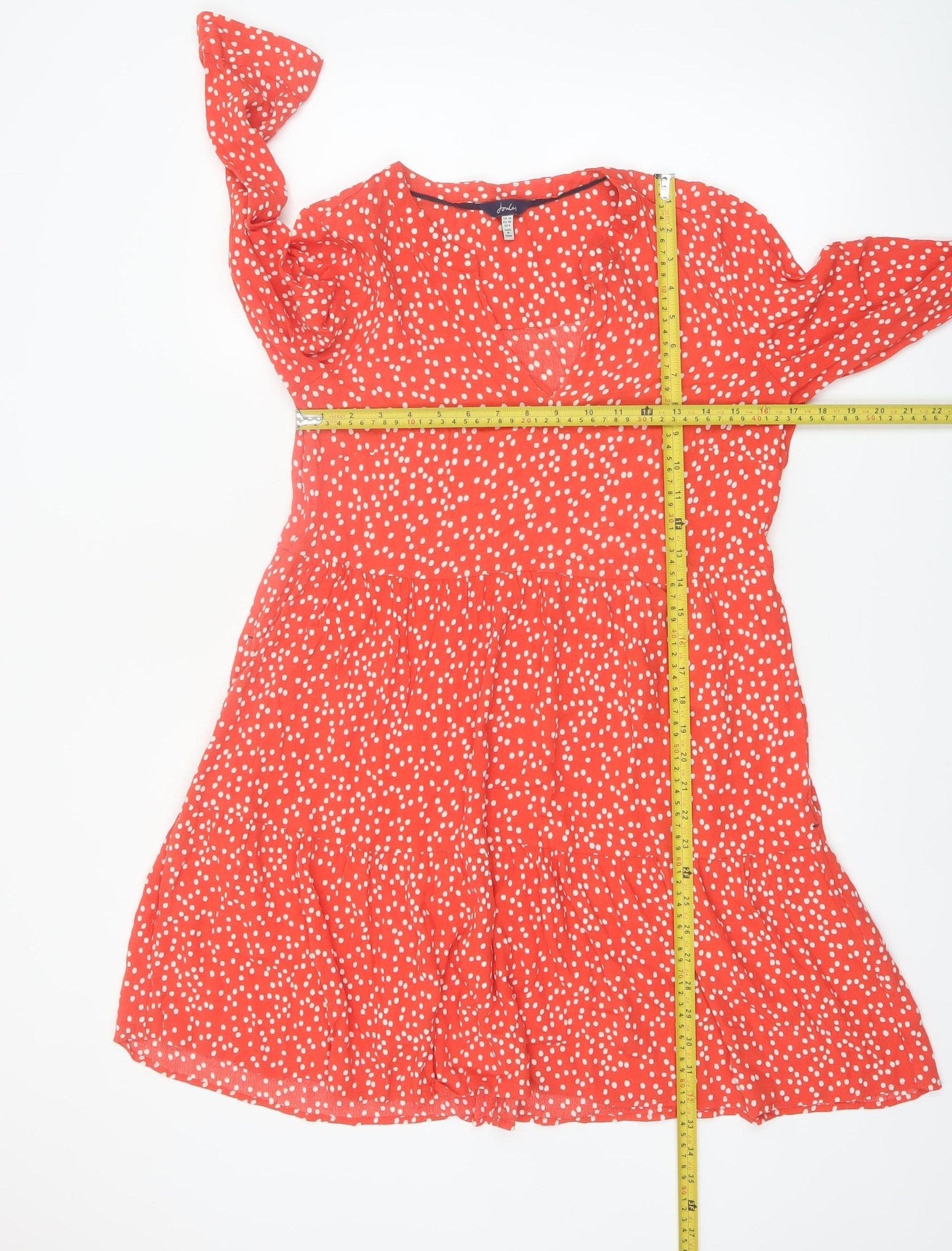 Joules Women Red Polka Dot Viscose A-Line Dress Size 10