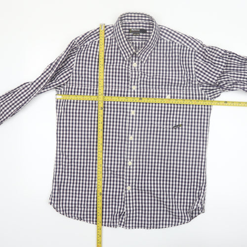 Barbour Men's Blue Check Long Sleeve Button-Up Cotton Shirt L