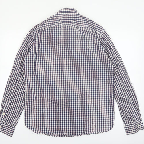 Barbour Men's Blue Check Long Sleeve Button-Up Cotton Shirt L