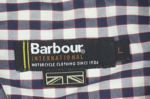 Barbour Men's Blue Check Long Sleeve Button-Up Cotton Shirt L