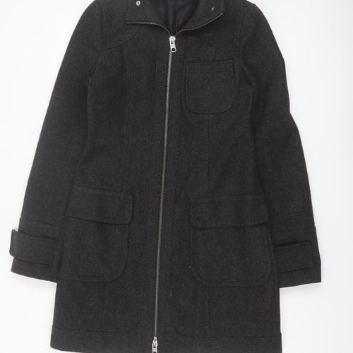DKNY Jeans Women's Black Wool Mid-Length Zip Coat Size M