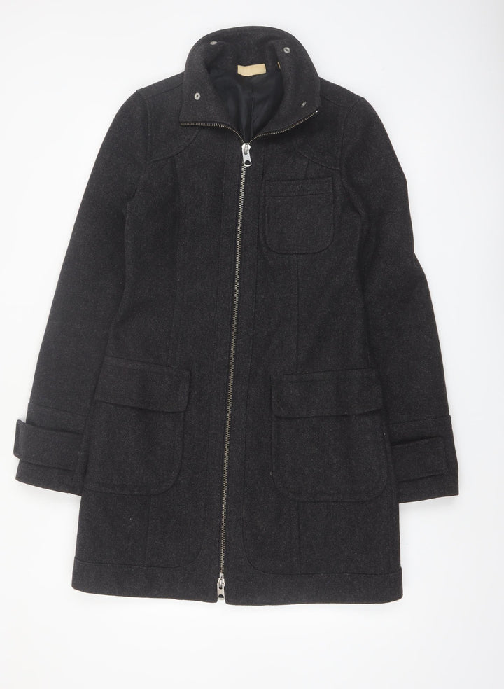 DKNY Jeans Women's Black Wool Mid-Length Zip Coat Size M
