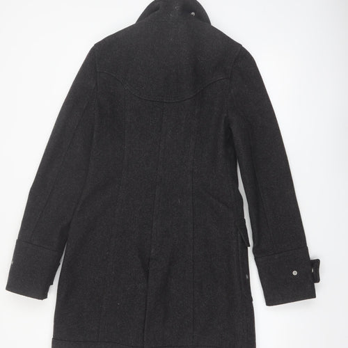 DKNY Jeans Women's Black Wool Mid-Length Zip Coat Size M