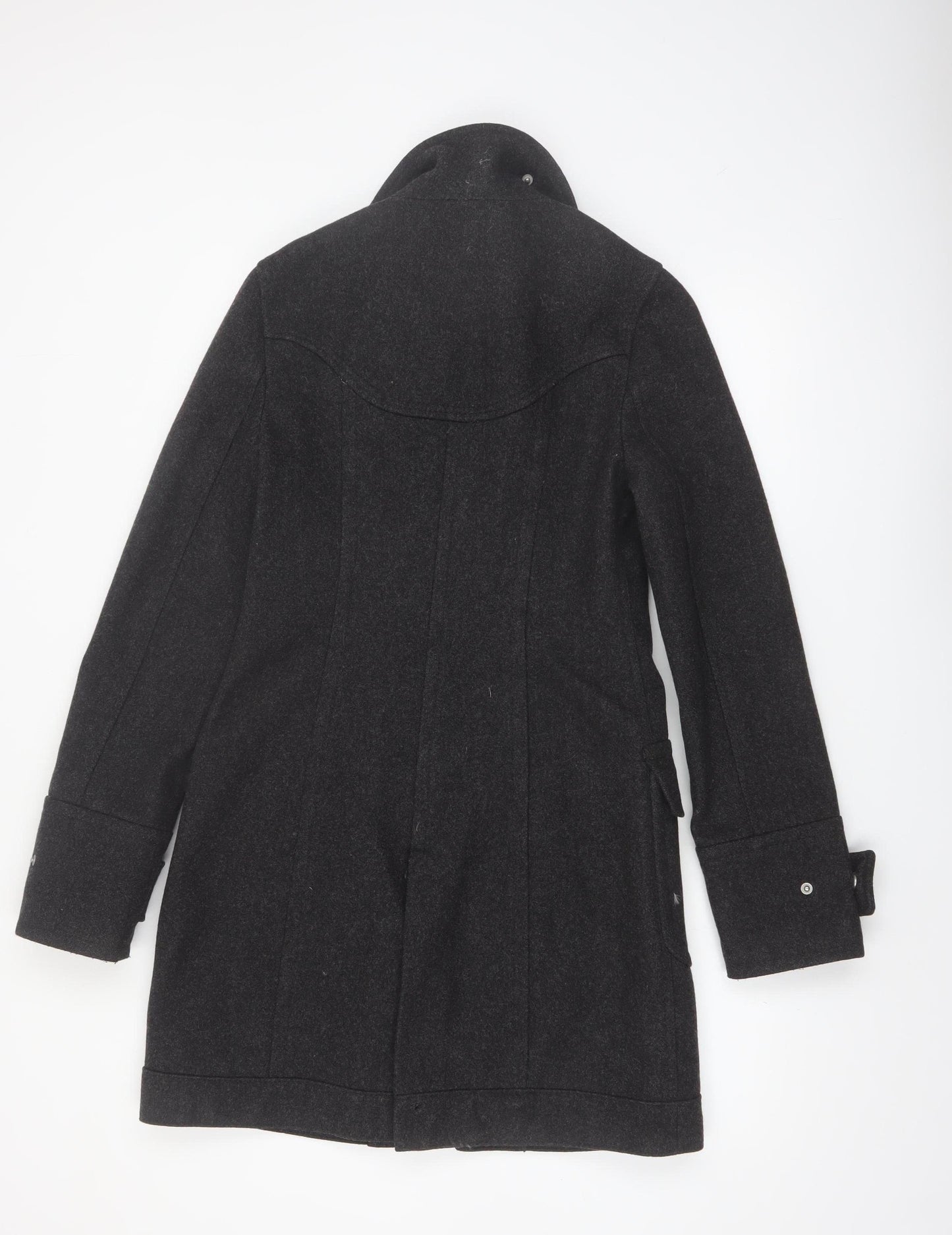 DKNY Jeans Women's Black Wool Mid-Length Zip Coat Size M