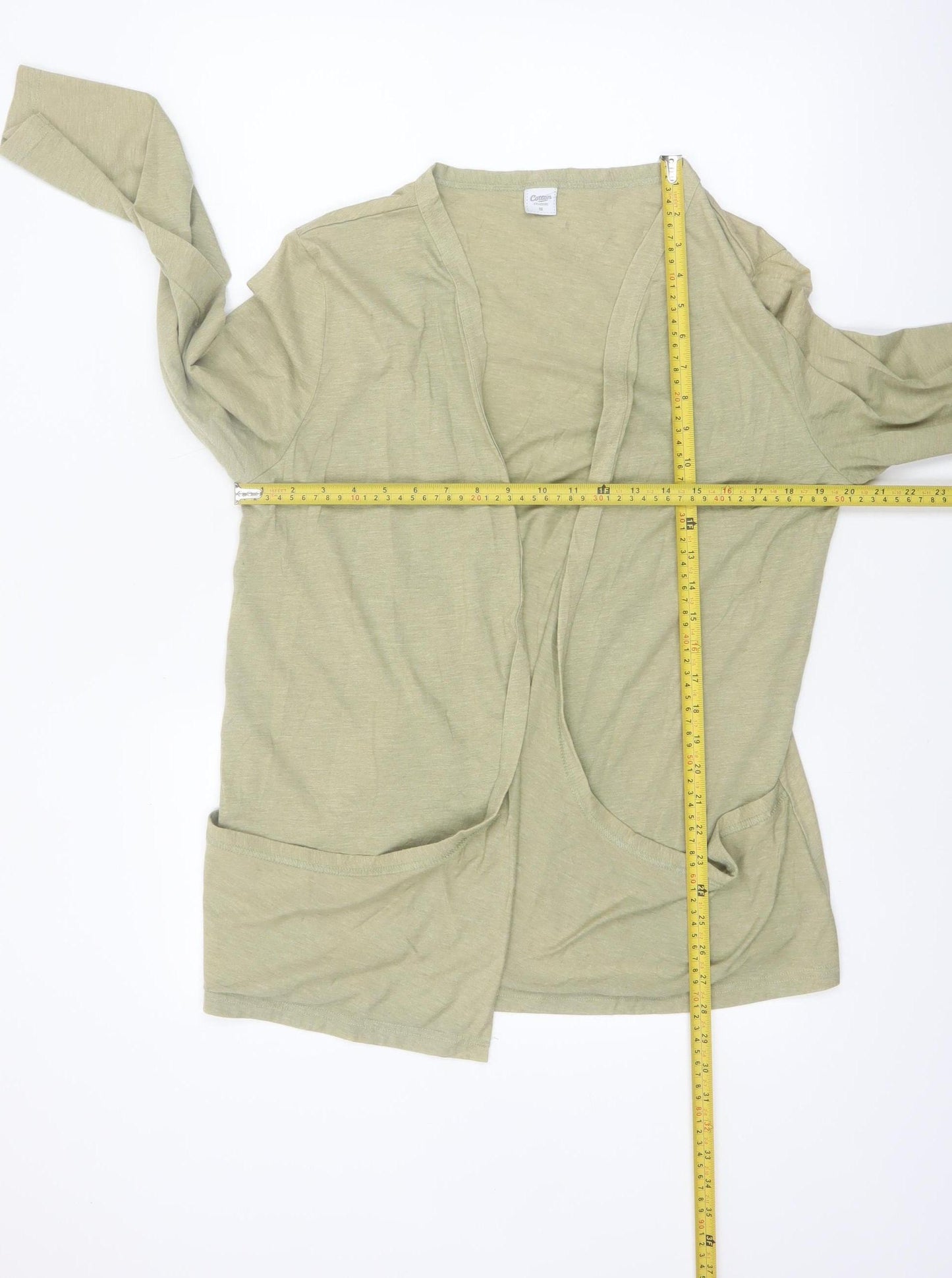 Cotton Traders Women's Beige Jersey Open Front Coatigan Size 18