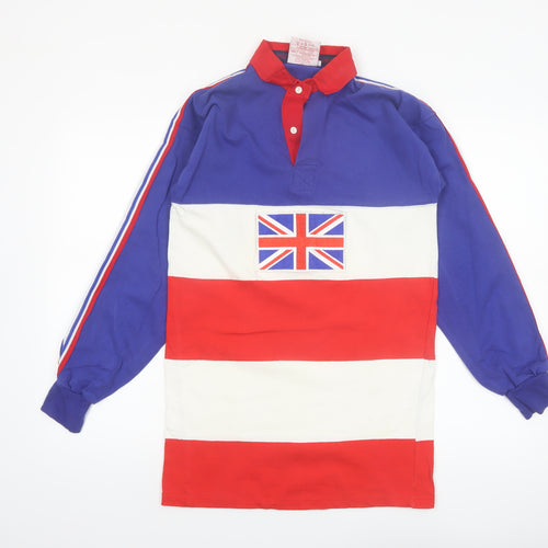 Cotton Oxford Men's Multicoloured Long Sleeve Rugby Polo Shirt S