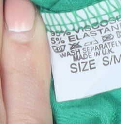 Too True Clothing Women's Green Cropped Tie Long Sleeve Blouse S