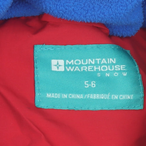 Mountain Warehouse Boys Red Waterproof Insulated Snowsuit 5-6 Years Hooded Winter Ski Suit