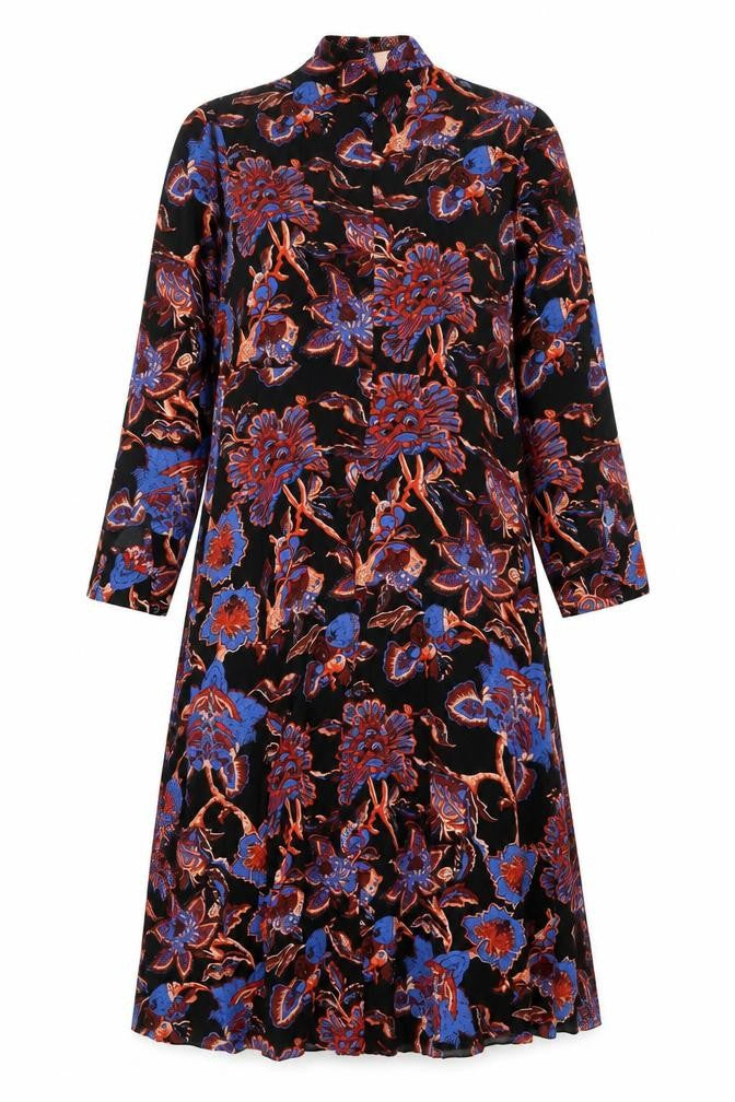 Whistles Women's Multicoloured Floral Midi A-Line Dress Size 10