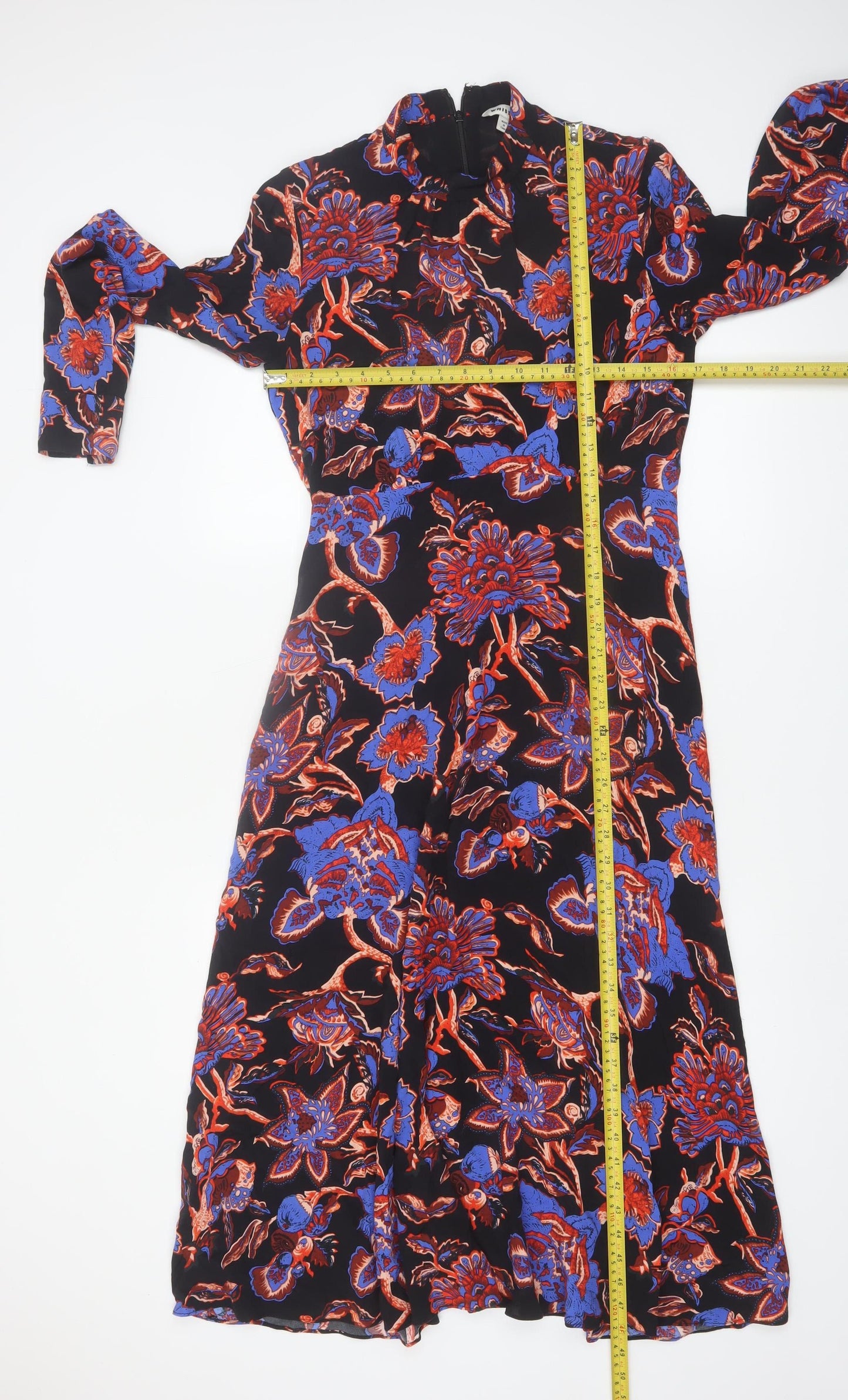 Whistles Women's Multicoloured Floral Midi A-Line Dress Size 10