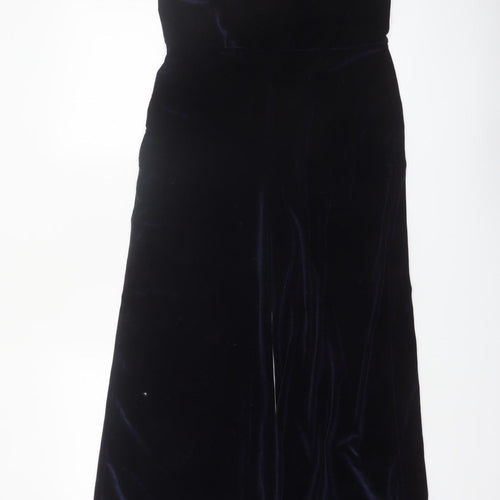Rokoko Women's Navy Velvet Wide-Leg Jumpsuit Size M