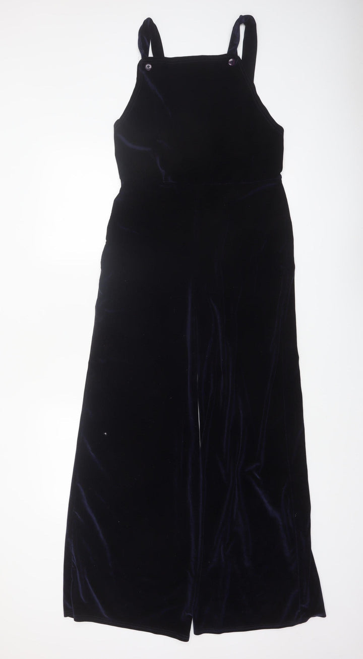 Rokoko Women's Navy Velvet Wide-Leg Jumpsuit Size M