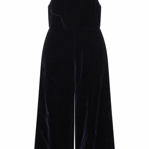 Rokoko Women's Navy Velvet Wide-Leg Jumpsuit Size M