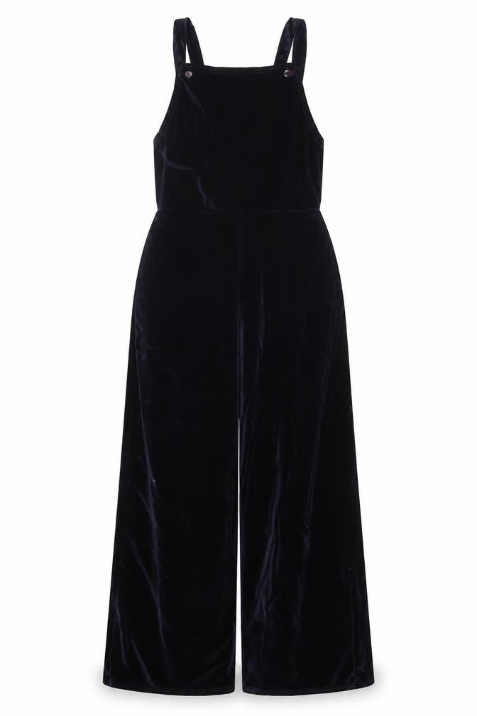 Rokoko Women's Navy Velvet Wide-Leg Jumpsuit Size M