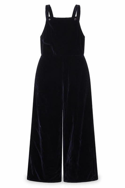 Rokoko Women's Navy Velvet Wide-Leg Jumpsuit Size M