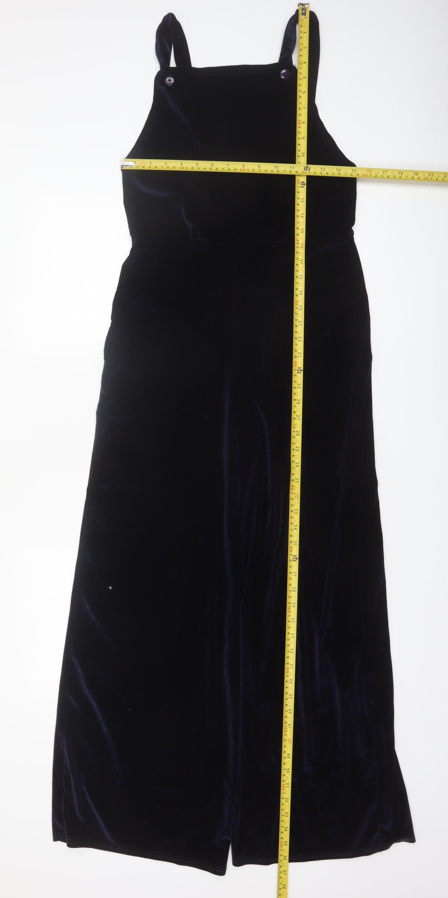 Rokoko Women's Navy Velvet Wide-Leg Jumpsuit Size M