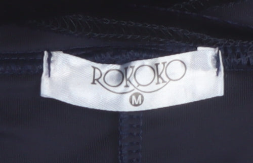 Rokoko Women's Navy Velvet Wide-Leg Jumpsuit Size M