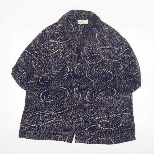 Ann Harvey Women's Blue Geometric Viscose Tunic Blouse Size 22