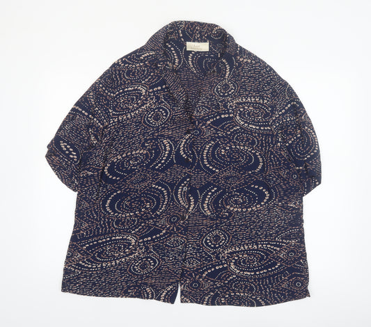 Ann Harvey Women's Blue Geometric Viscose Tunic Blouse Size 22
