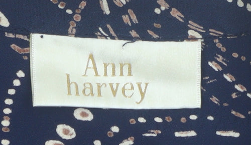 Ann Harvey Women's Blue Geometric Viscose Tunic Blouse Size 22