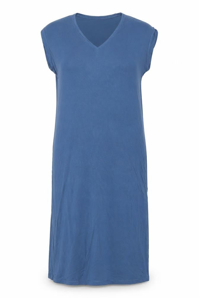 Zara Women Blue V-Neck Sleeveless Stretch T-Shirt Dress Size 12