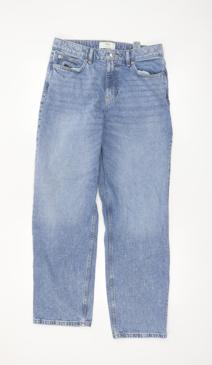 Marks and Spencer Women Blue Straight Leg Jeans Size 12 Regular
