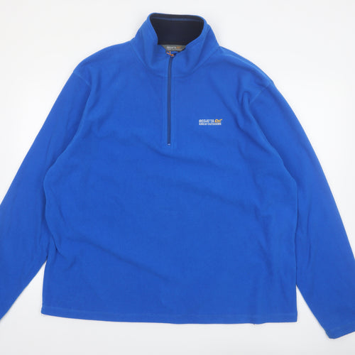 Regatta Mens Blue 1/4 Zip Fleece Sweatshirt 2XL Outdoor Pullover
