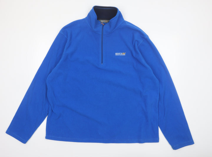 Regatta Mens Blue 1/4 Zip Fleece Sweatshirt 2XL Outdoor Pullover