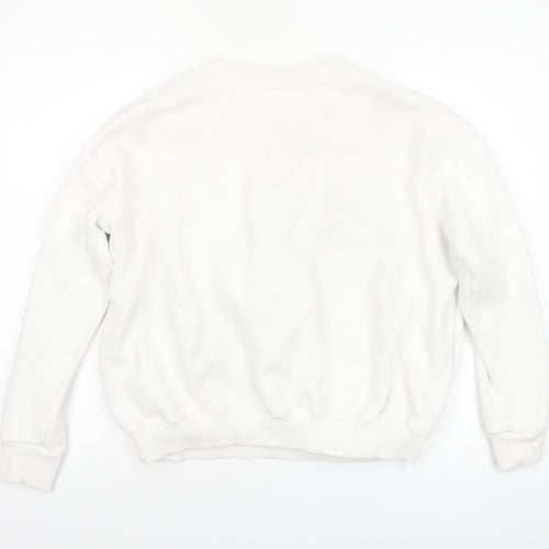 Tommy Jeans Women White XS Pullover Sweatshirt Cotton Crew Neck