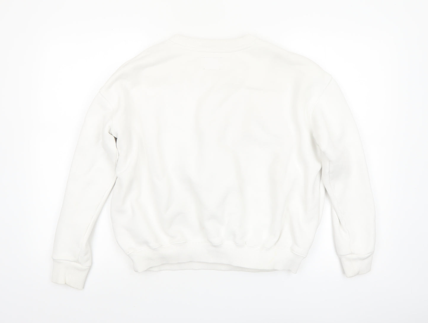 Tommy Jeans Women White XS Pullover Sweatshirt Cotton Crew Neck