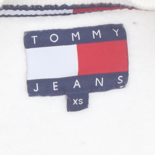 Tommy Jeans Women White XS Pullover Sweatshirt Cotton Crew Neck