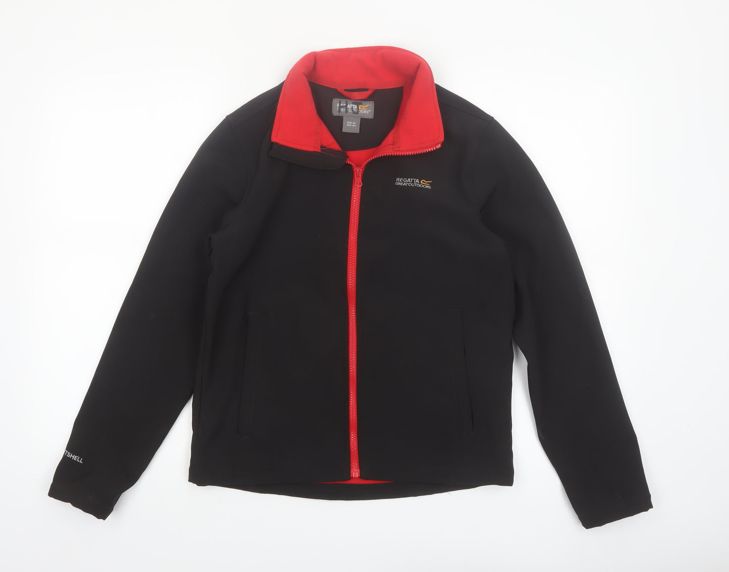 Regatta Boys Black Softshell Jacket 14 Years Full Zip Water Resistant